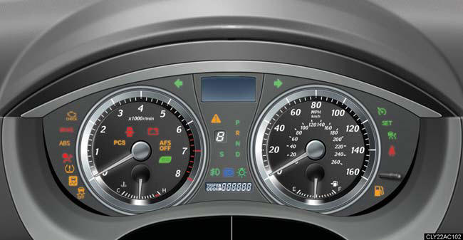 The units used on the speedometer and the tachometer gauge display may