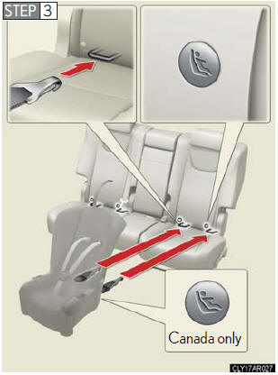 3. Latch the hooks of the lower straps